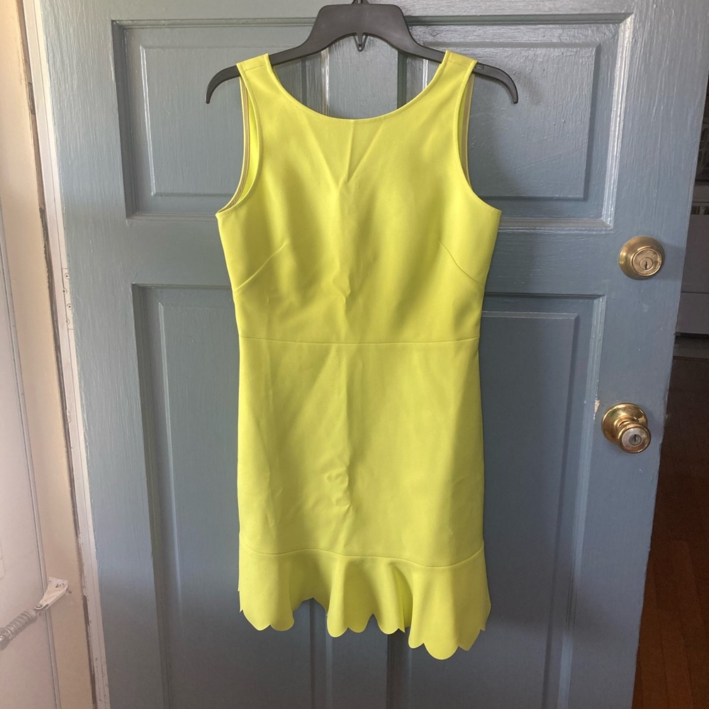 J. Crew Yellow Scalloped Hem Sheath Dress
